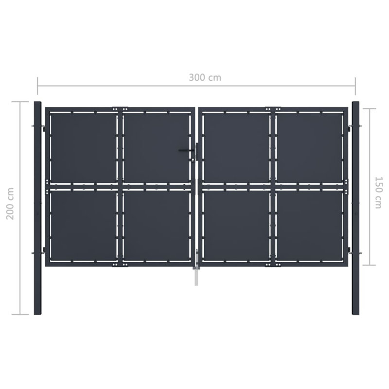 Mosig Anthracite Metal Gate, 200cm H x 400cm W