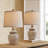 Dolans 18.75＂light brown retro country carved floral living room bedroom bedside lamp