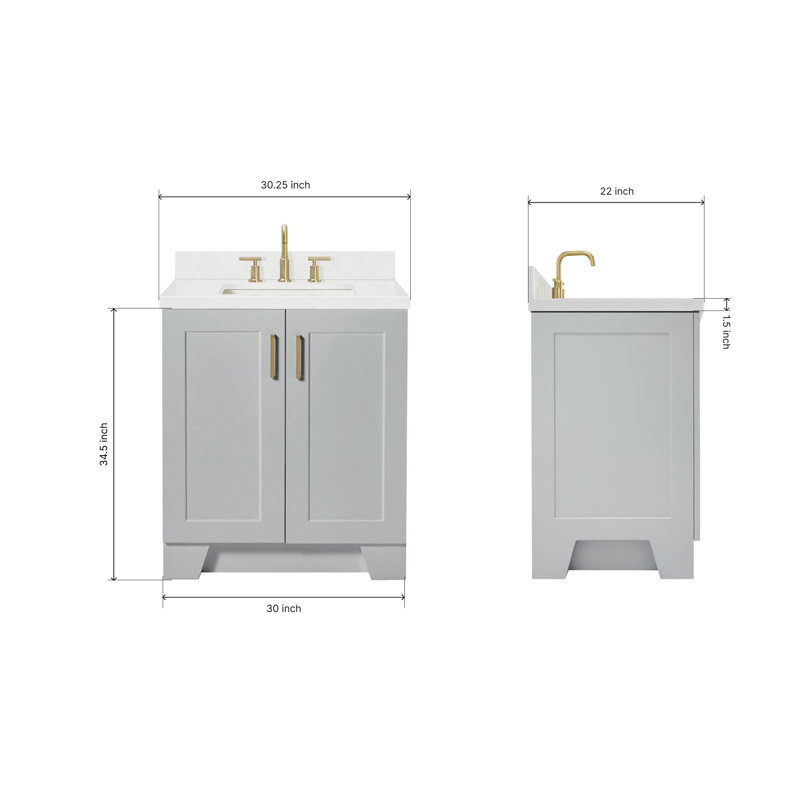 31 IN.  Single Bathroom Vanity, Gray, Oval, Carrara Quartz