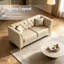 Causeuse modulaire en similicuir Chesterfield, beige / blanc-1811027140