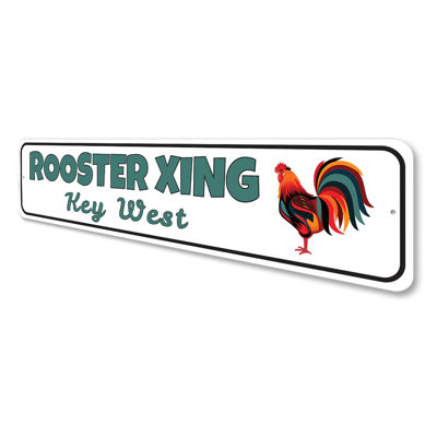 Rooster Crossing Keywest Aluminum Sign
