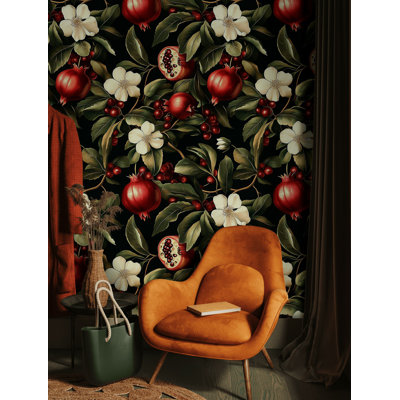 Papier peint luxuriant Pomegranate & Blossoms