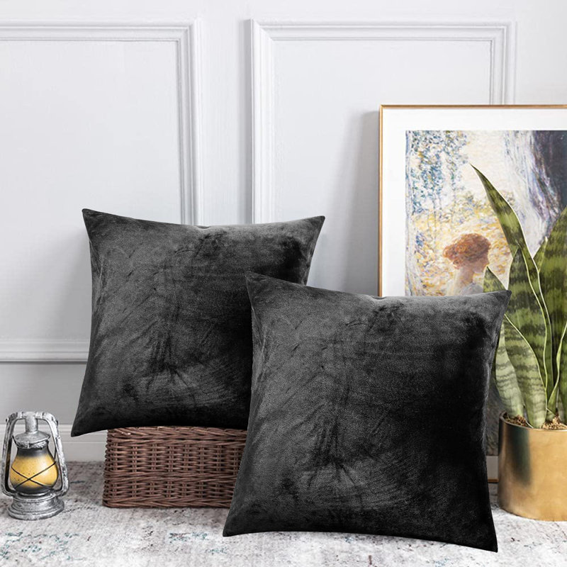 Velvet Scatter Cushion Cover, Black