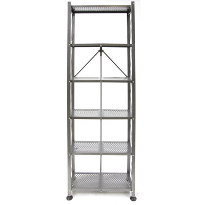 Origami Foldable 6-Shelf Classic Stamped Steel Bookcase