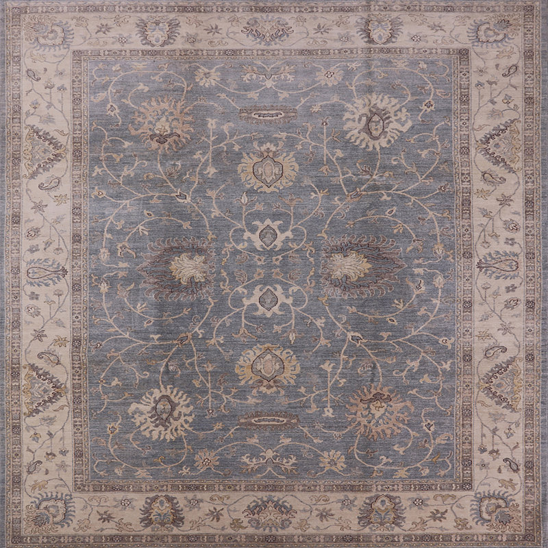 Tapis brun / bleu Charlaine, Carré 4 pi