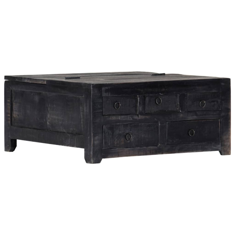 Table basse en bois massif avec rangement Hollis