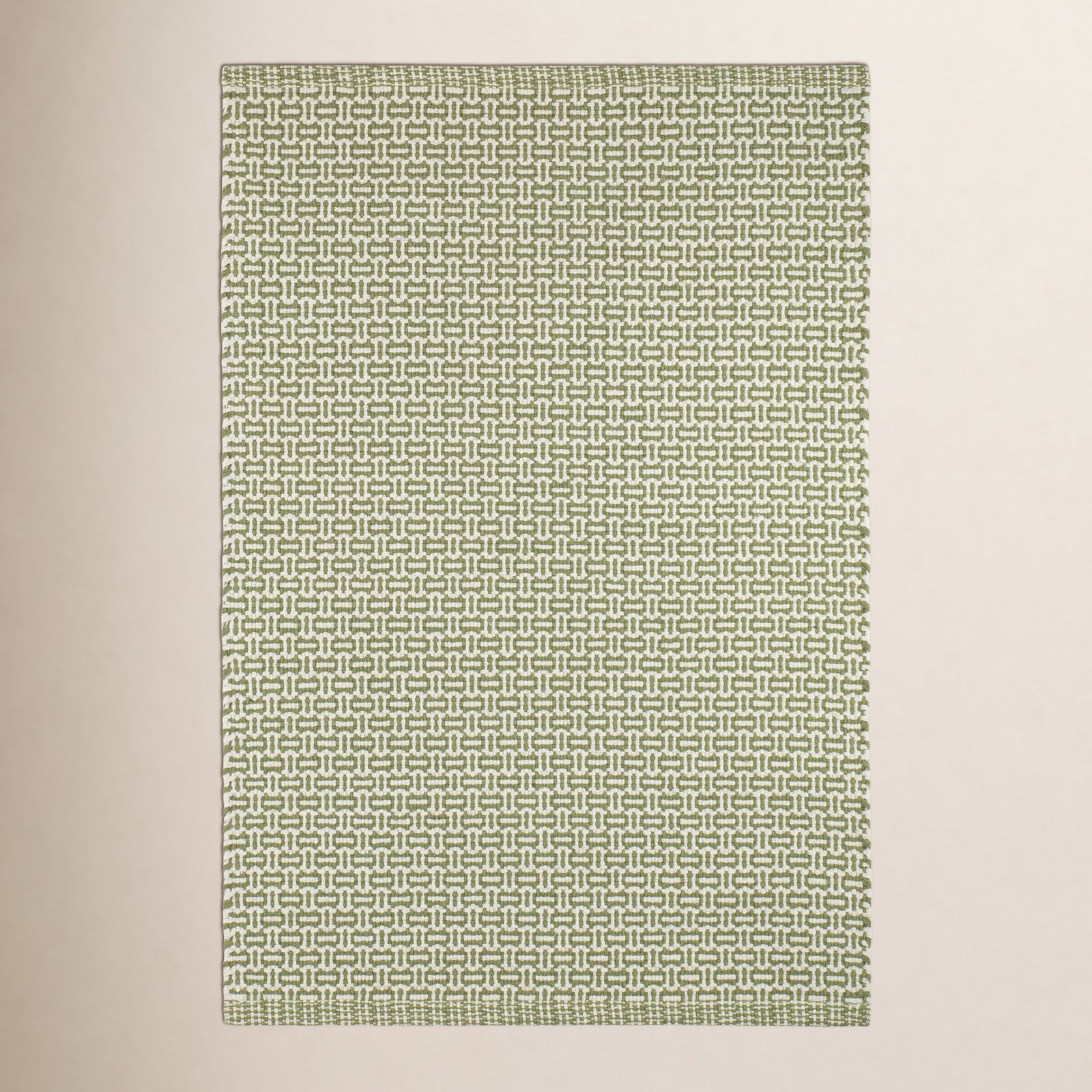 Miss Muffet Olive Hand-Woven Geometric Cotton Rug, Rectangle 9'6" x 13'6", null