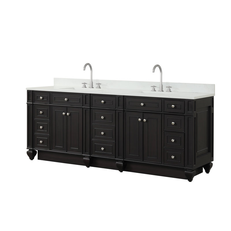 Ensemble de meuble-lavabo double 84 po Akintunde, Espresso
