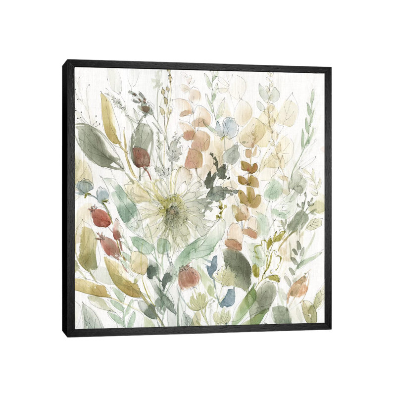 Linen Wildflower Garden by Carol Robinson - Print on Canvas, Black Framed, 93.98 cm H x 93.98 cm W