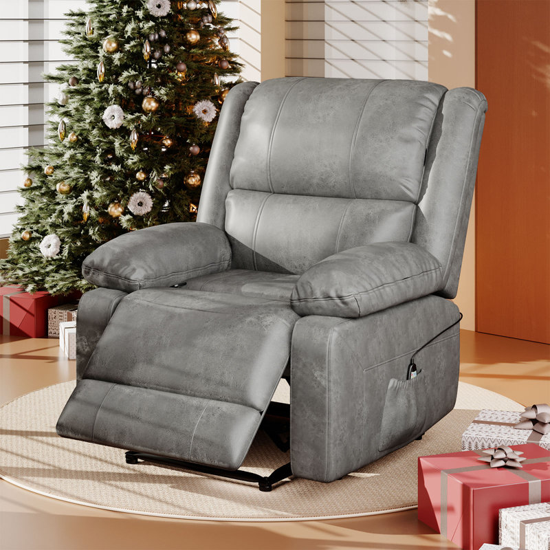 Fauteuil de massage inclinable et chauffant de 36,2 po de largeur, Gris