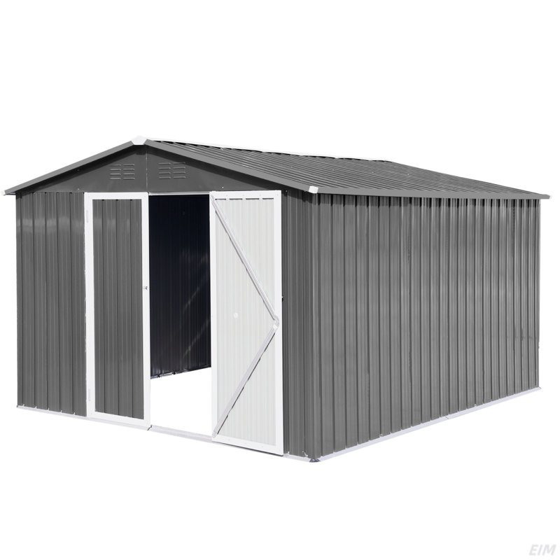 Metal Garden Sheds Outdoor Storage Sheds, 79.9" H x 121.2" W x 147.6" D, Gray
