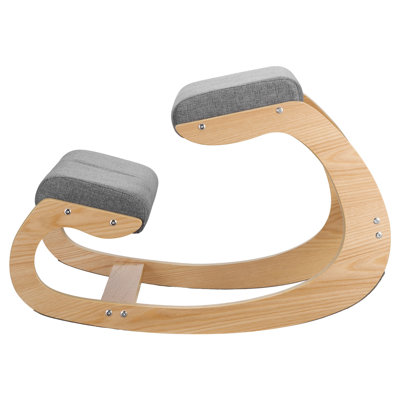 Fauteuil ergonomique à genoux, fauteuil de genou en posture en bois avec coussins en mousse épaisse et structure en bois massif, hauteur réglable, soulagement naturel des douleurs au cou ou au dos pour la maison, le bureau ou la méditation, gris