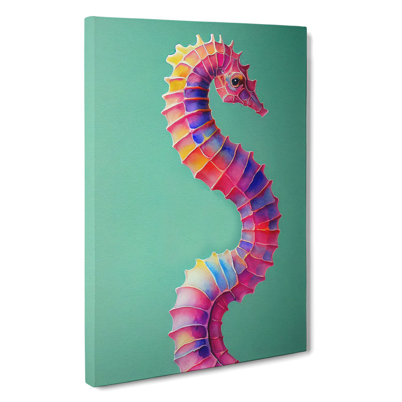 Seahorse In Colour No.3 - Wrapped Canvas, 60cm H x 40cm W x 3cm D