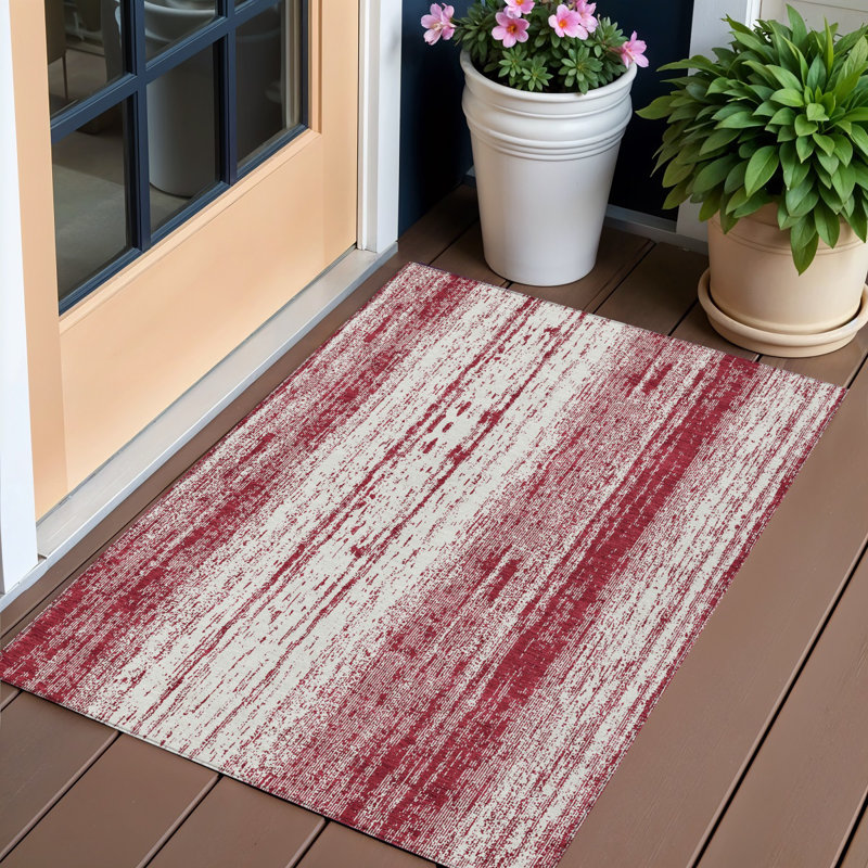 Tapis intérieur lavable rayé ivoire 3 pi x 5 pi