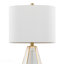 Lampe de table en verre 25 "en métal doré et verre blanc avec abat-jour en lin blanc - ensemble de 2-683031414