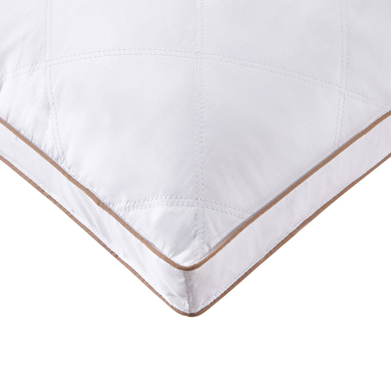 Standard White Goose Feather Down Pillow Set with Quilted Cotton Cover