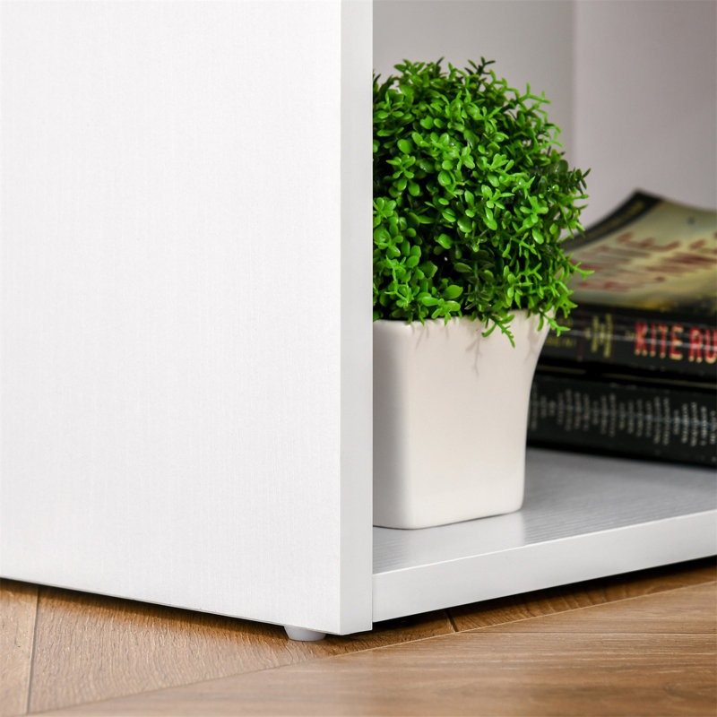 White Computer Desk with Drawers & 3 Storage Shelves, White