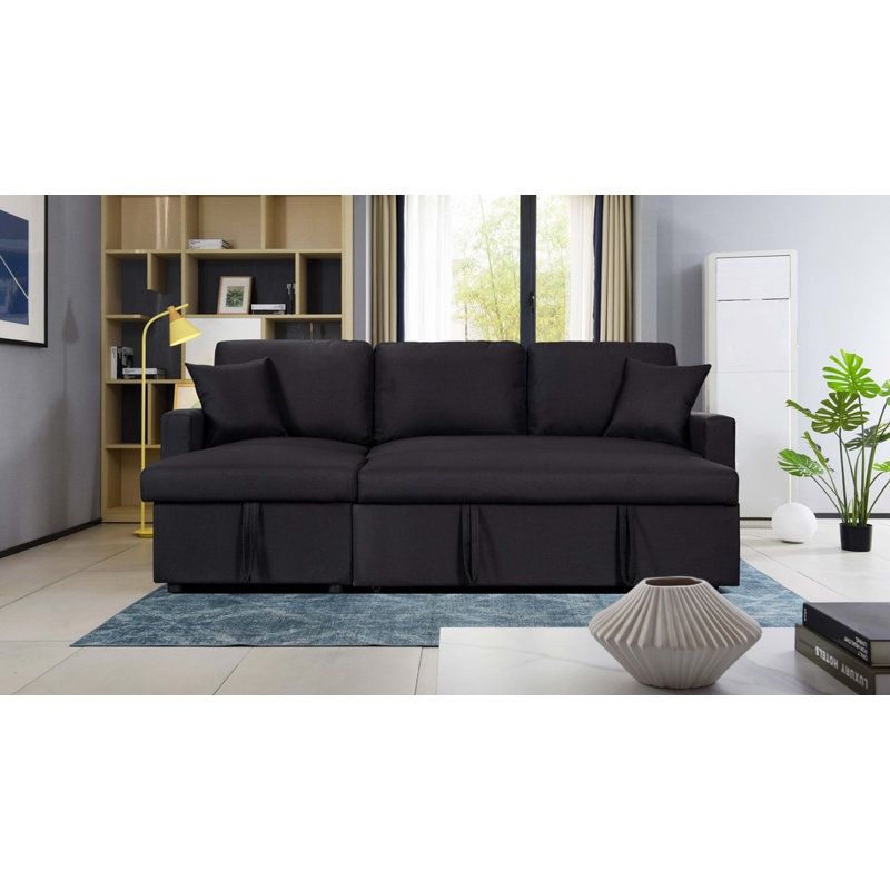 Canapé modulaire réversible en tissu de lin 82 po avec méridienne Paisley