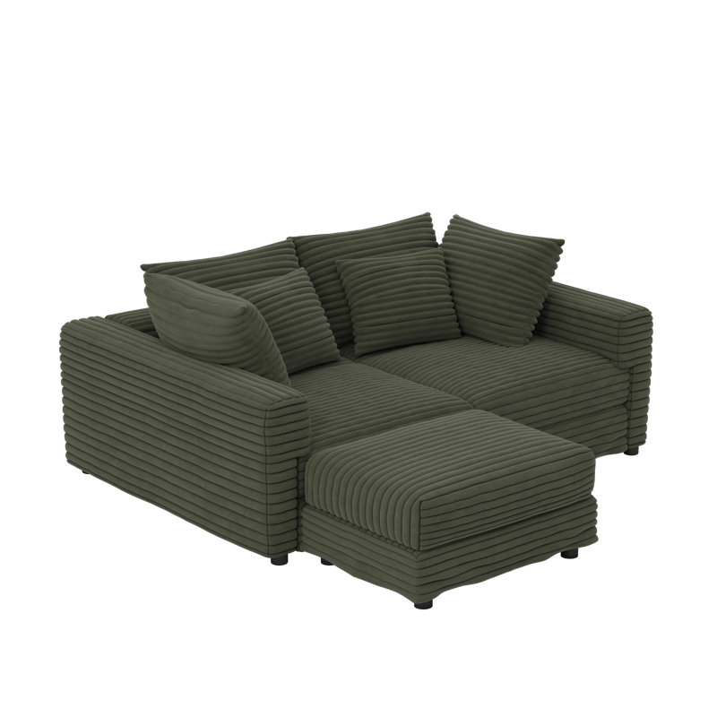 Canapé moelleux en velours côtelé 4 places avec repose-pieds, fauteuil convertible, siège profond confortable, mode inclinable