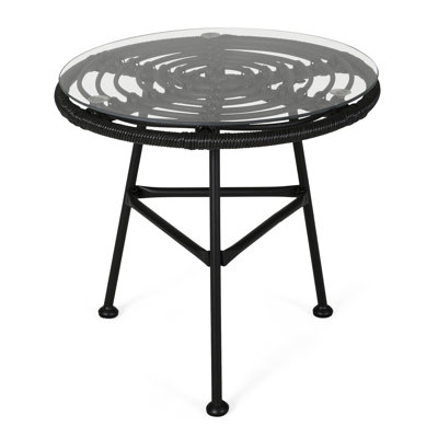 Grey Side Table With Long-Lasting And Tempered Glass Modern Top