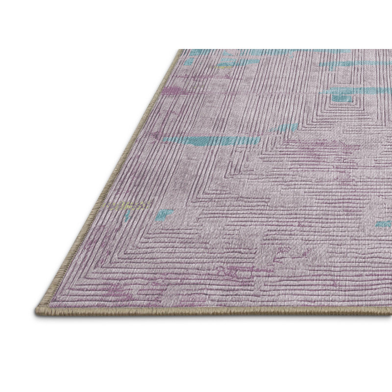 Machine Washable Beige Area Rug, Rectangle 6' x 9'
