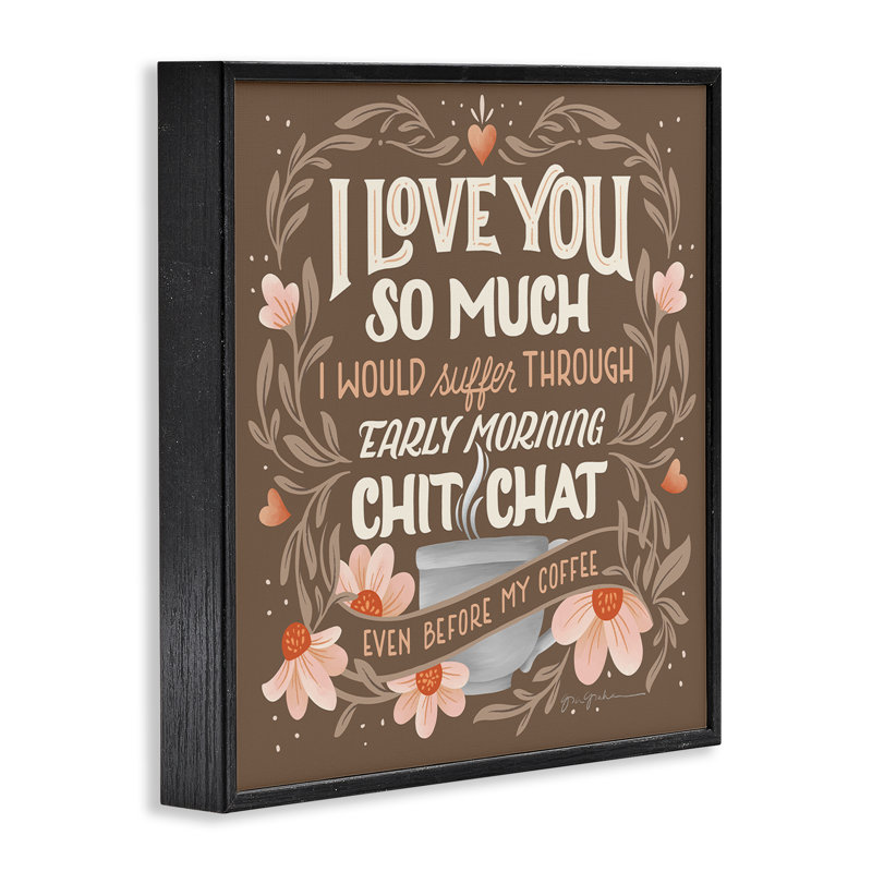  Chat Before Coffee Humor Giclee Art by Gia Graham, Giclée encadrée noir minuit, 12" H x 12" W
