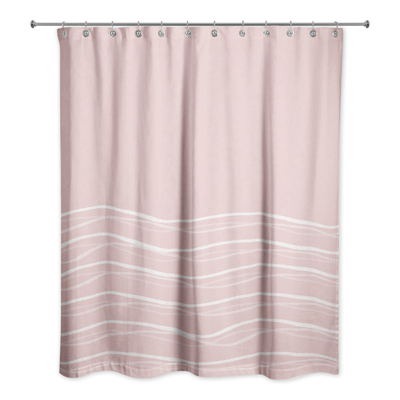 Rideau de douche simple à rayures Brésil, Rose