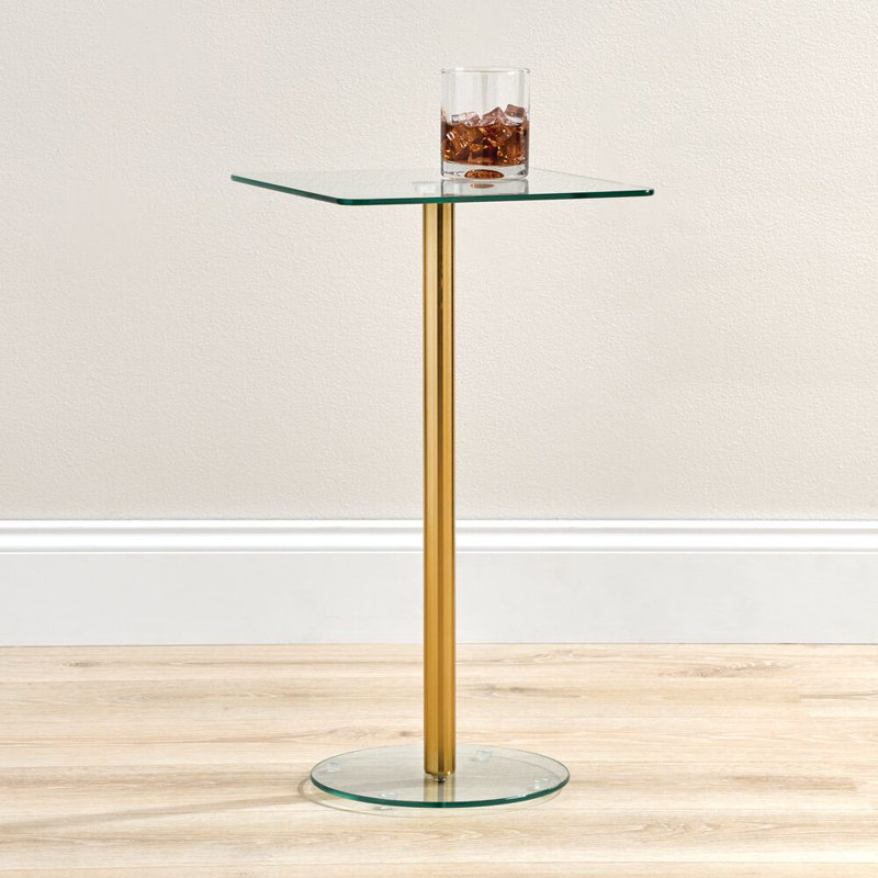 iDesign Square Drink Table for Small Spaces, Brass