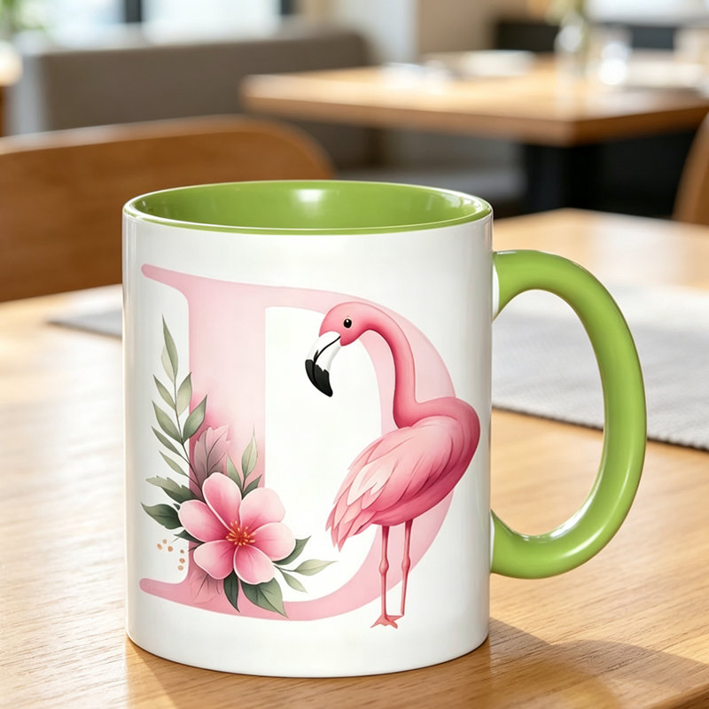 A Stylish Flamingo Ceramic Mug Perfect for Coffee, Tea, Or Milk. This Christmas Gift Is Ideal for Enjoying Beverages.