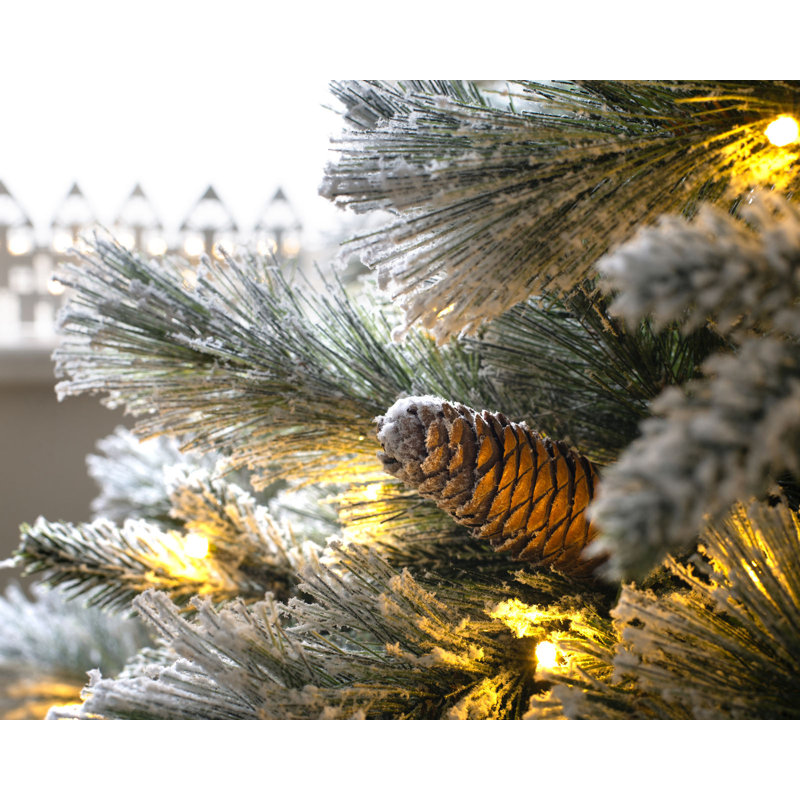 Lighted Artificial Pine Christmas Tree, 7ft H x 4.5ft W x 4.5ft D