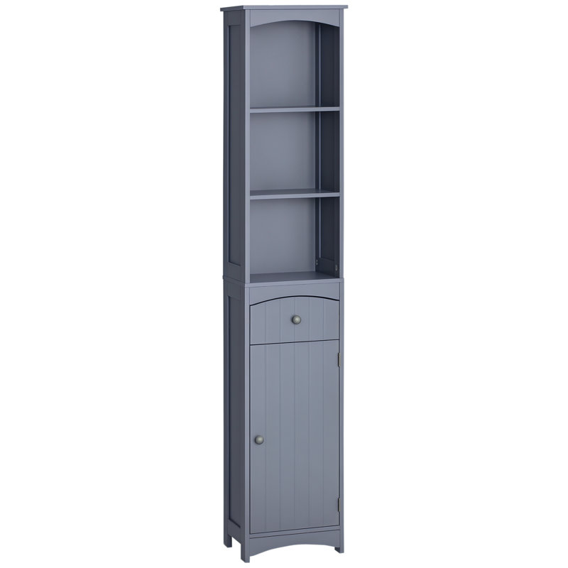 Bathroom Storage Cabinet, Free Standing Bathroom Storage Unit, Tall Linen Tower With 3-Tier Shelves And Drawer, Grey, Grey