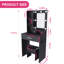 Coiffeuse avec lampe à DEL et éclairage réglable pour tabouret, station de charge et support de ventilateur, coiffeuse avec espace de rangement-1822743874