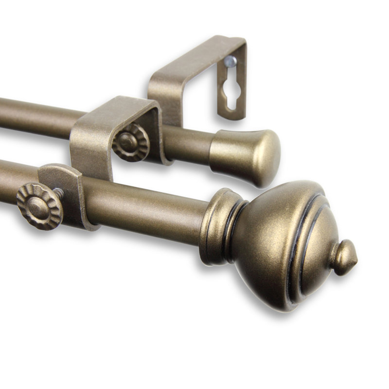 Tringle à rideaux double Plewak, 48 po - L 84 po, Or antique