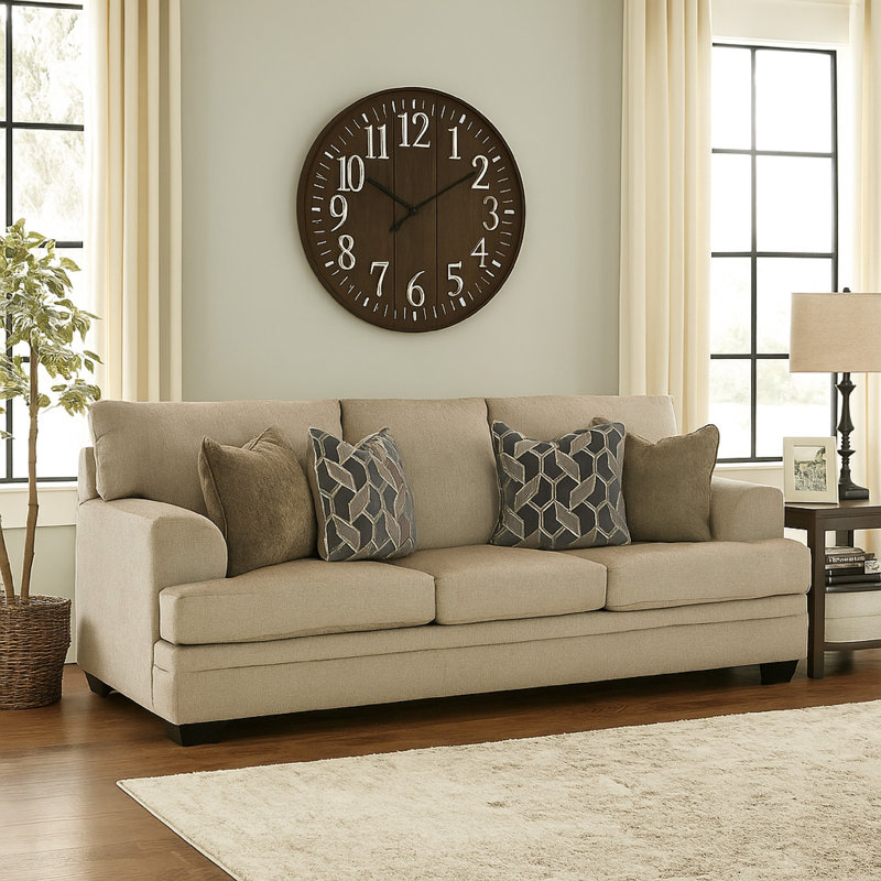Canapé Ead, 4 coussins décoratifs, polyester, résistant à l'affaissement, Taupe
