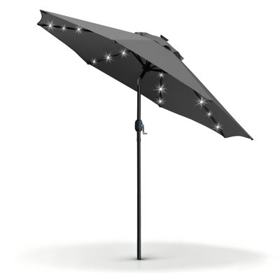 Parasol de patio 9 avec lumière solaire à DEL et inclinaison à manivelle Balkar