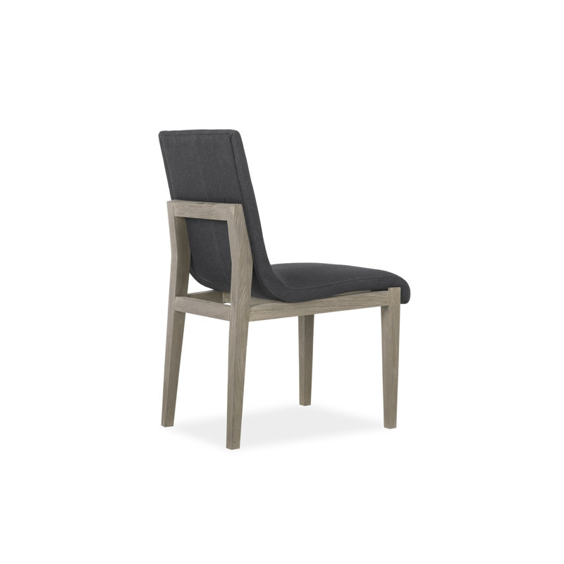 Cavallini Coal Gray Teak Upholstered Side Dining Chair