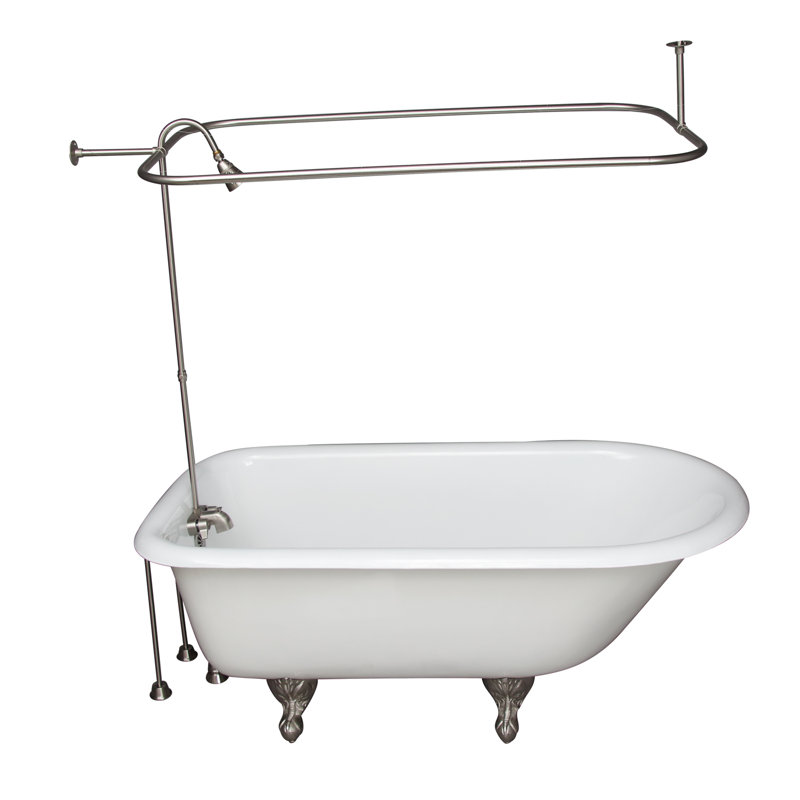 60'' x 30'' Soaking Cast Iron Bathtub, Satin Nickel