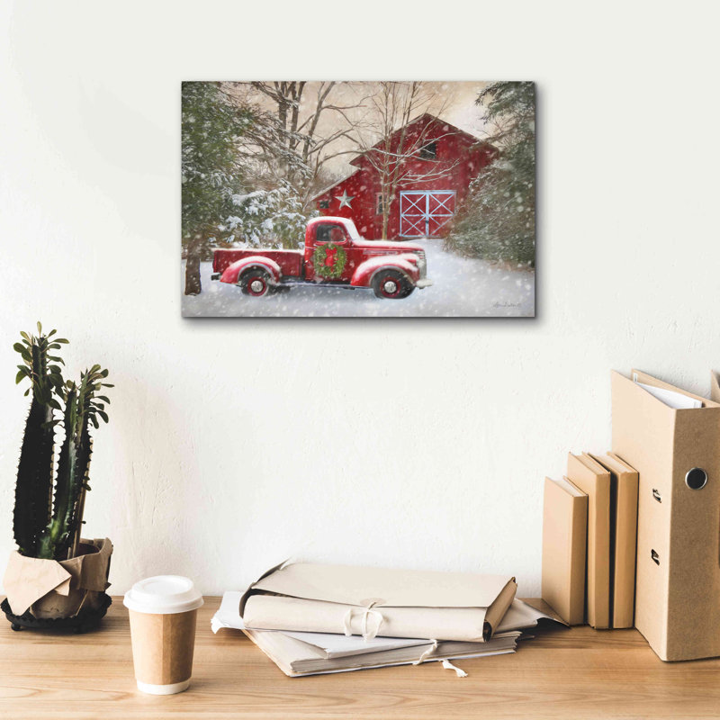 «Seclude Barn with Truck» par Lori Deiter, art mural sur toile, H 12 po x l 18 po x P 0,75 po