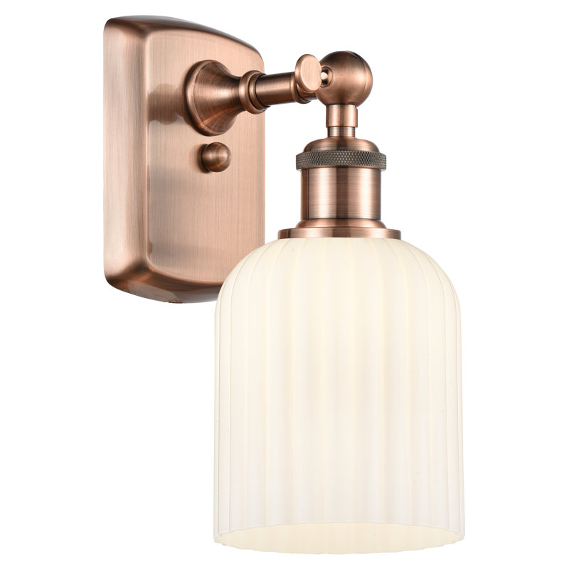 Northgate Steel Armed Sconce, Antique Copper, Gloss White