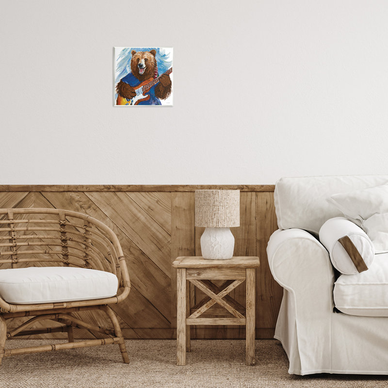 Ours jouant de la guitare, art mural par Seven Trees Design
