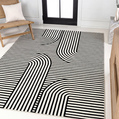 Tapis noir / blanc Anders MidCentury