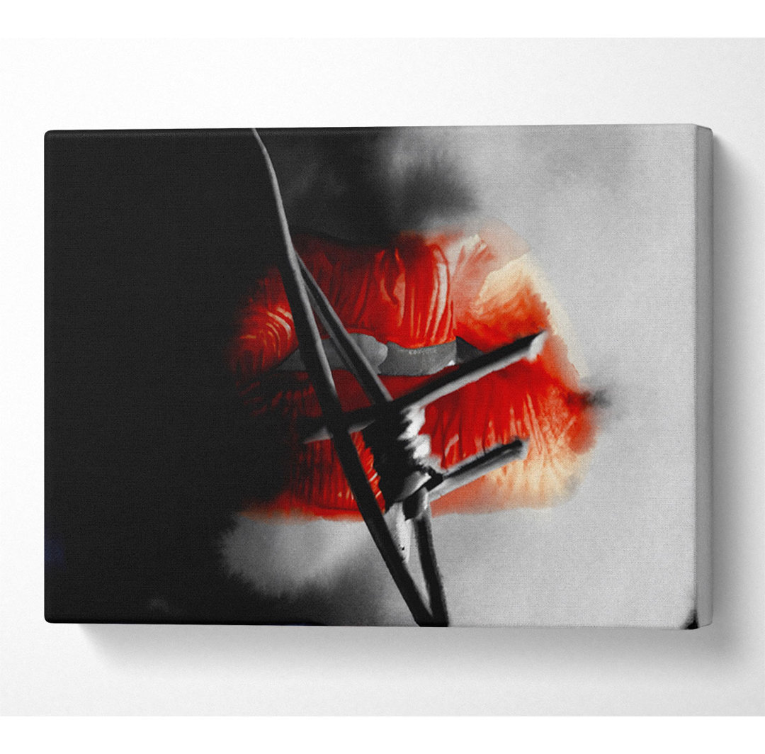 Stacheldrahtlippen - Kunstdrucke auf Leinwand - Wrapped Canvas