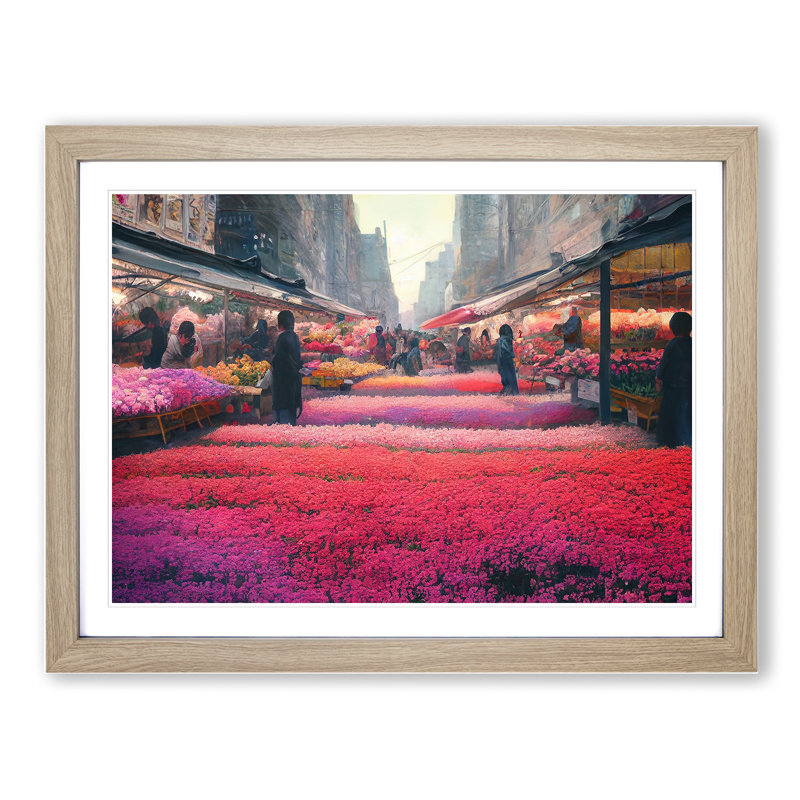 A Flower Market Vol.1 - Single Picture Frame Print, Oak Framed, 25cm H x 34cm W x 2cm D