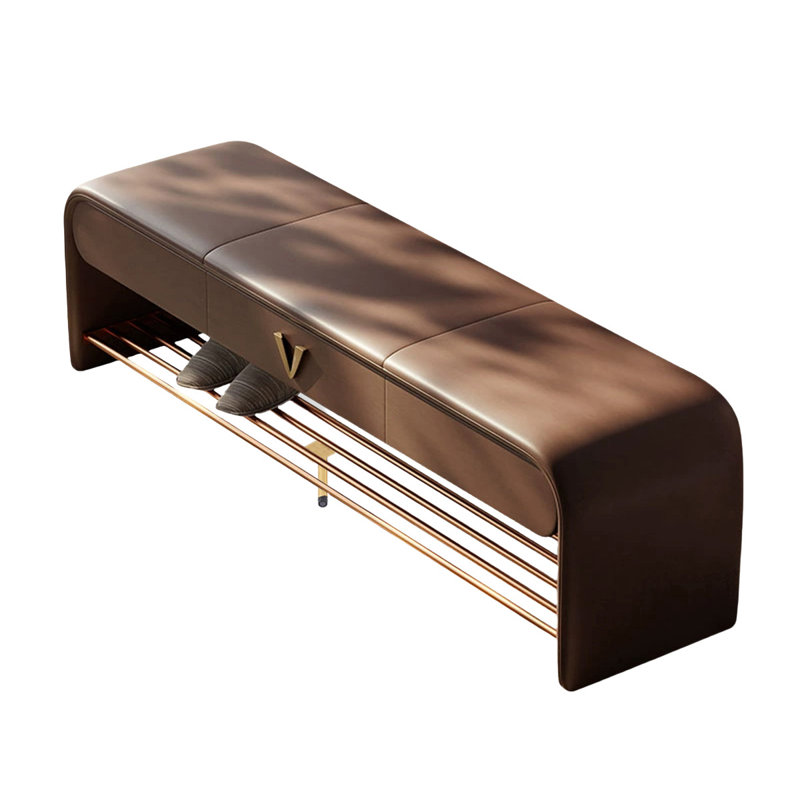 Banc de rangement rembourré pour chaussures, Café