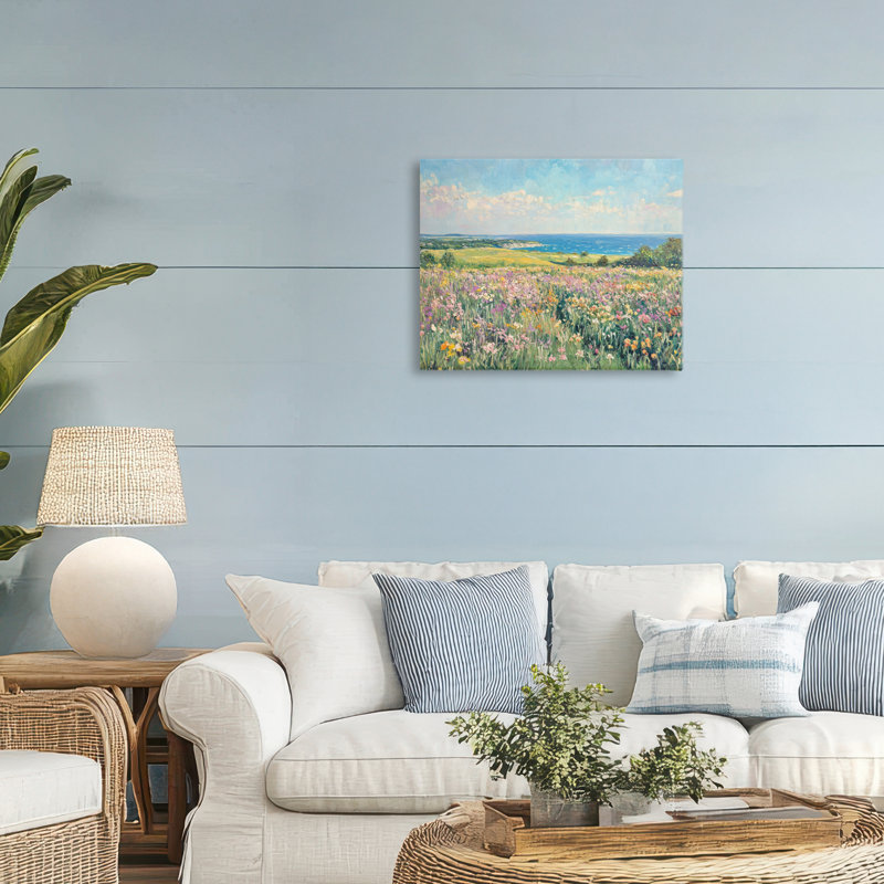 Lilas Coast Seascape Canvas, conception par Petal Prints Design, H 16 po x l 20 po