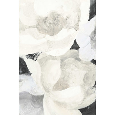 Odine White Flowers On Black by Albena Hristova - Wrapped Canvas Print