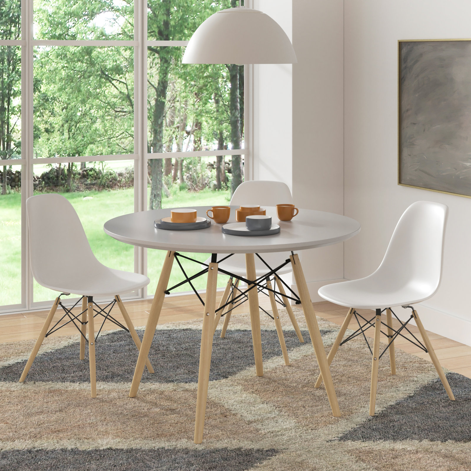Jordan Dining Chair, White, Natural