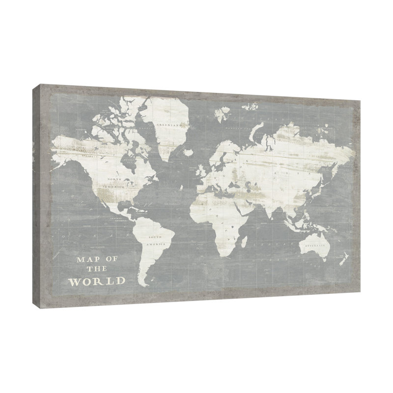 «Slate World Map» par Sue Schlabach, reproduction d'art sur toile tendue, H 20 po x l 30 po x P 1,5 po