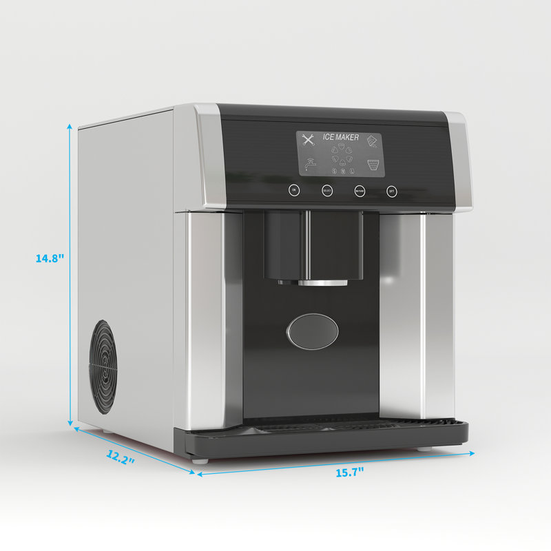 2-in-1 Bottleless Ice Maker with Cold Water, Water Dispenser with 33lbs/24H Ice Production, Self-Cleaning Ice Machine with Water Line Supply, 3 Size Bullet Cube, Ideal for Home, Party, Office, RV,Whisperquiet & Touchscreen Control(Black)
