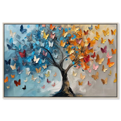 Fluttering on Tree III Canvas Colorful Tree Art by Art Remedy
